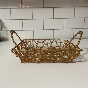 VTG Gold Wicker Metal Basket